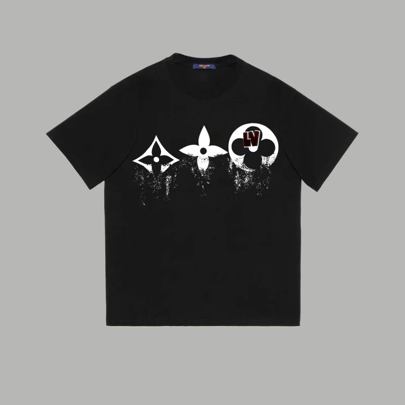 ルイ・ヴィトン2024スリーフラワー フェードロゴプリントコピー半袖Tシャツ 236093