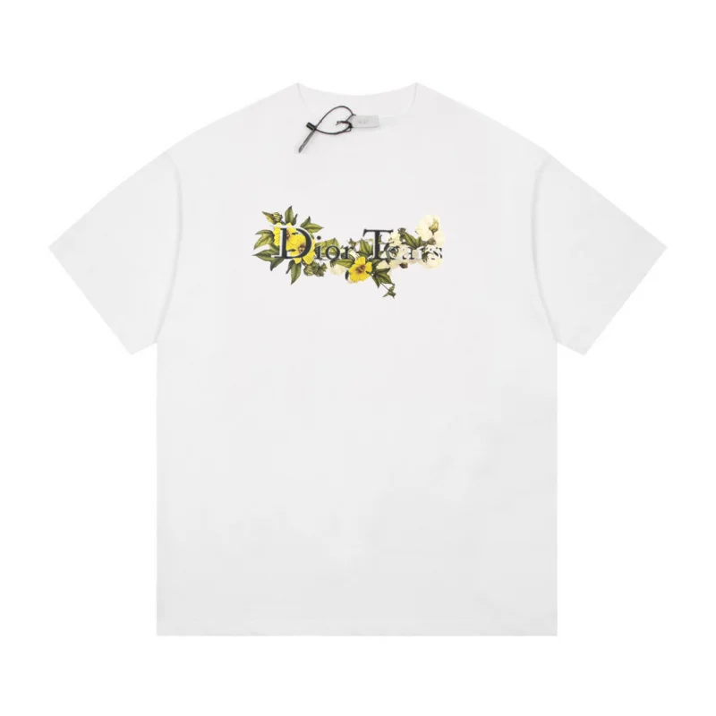 新品ディオール服スーパーコピー花柄立体ロゴ カジュアル半袖Tシャツ 300042
