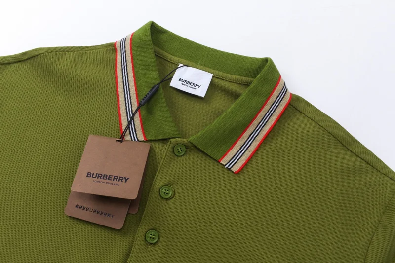 人気ブランドバーバリーコピーストライプピークカラーピケ半袖ポロシャツ服 318243