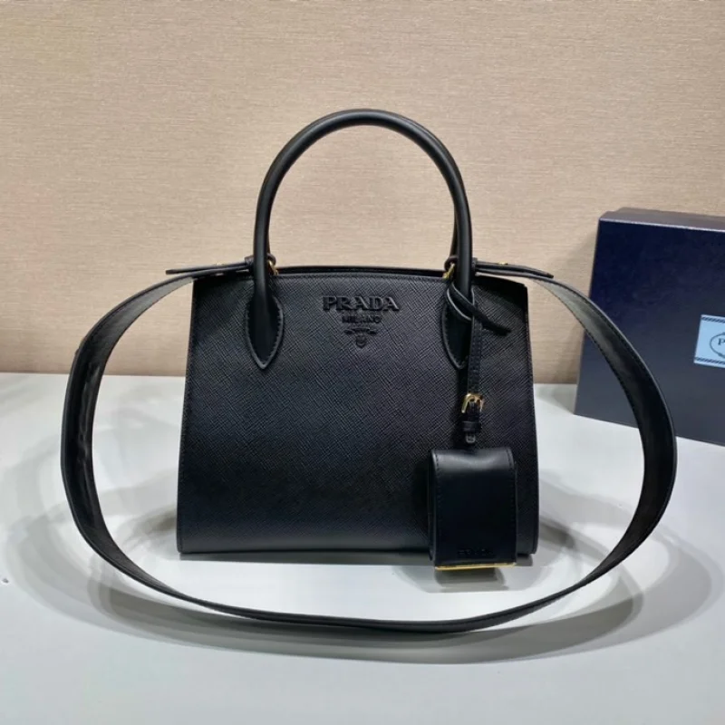 最新の海外ブランドプラダバッグトートバッグコピーの売れ筋黒新色 1BA156