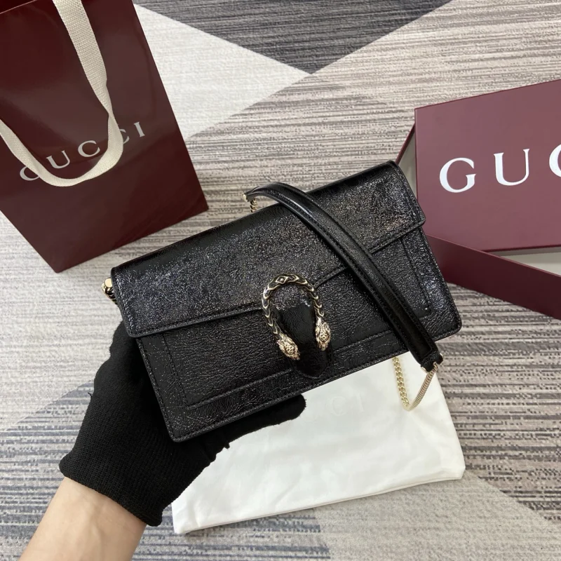 グッチ最新の海外ブランドチェーン付きブラックパテントレザー女子バッグ専門店 837374-2
