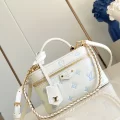 ルイヴィトンコピー精緻な刺繍が施されたホワイト＆ブルーのヴァニティケース M12427