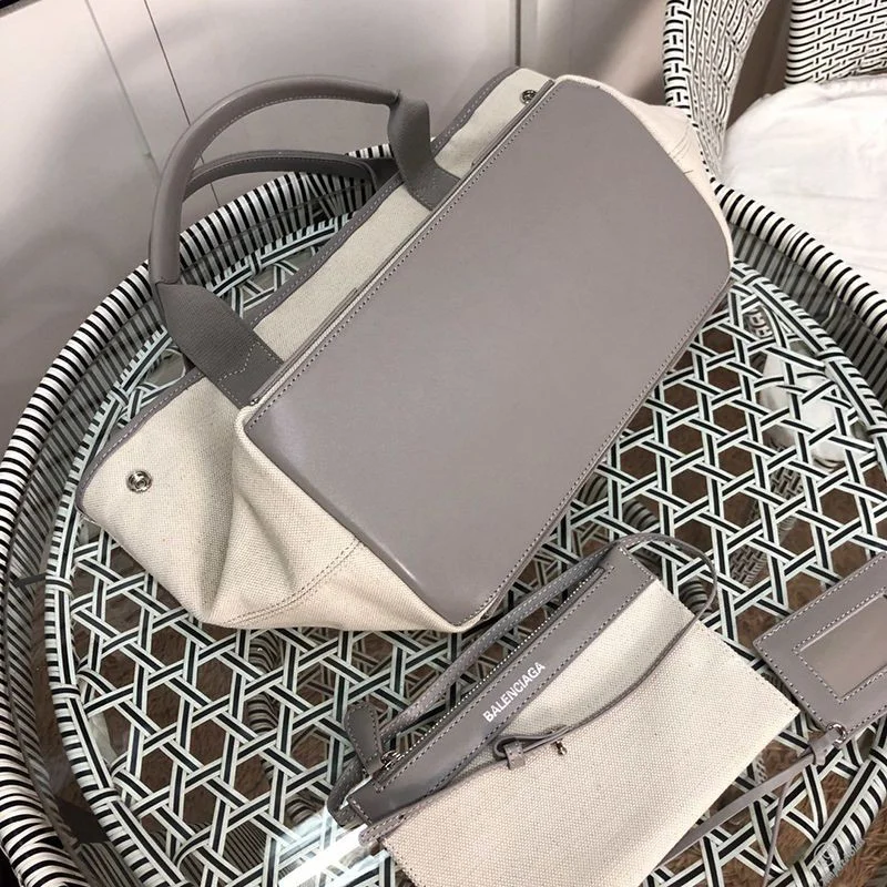 バレンシアガ ネイビーカバス コピー S トート ベージュ×グレー bab91597