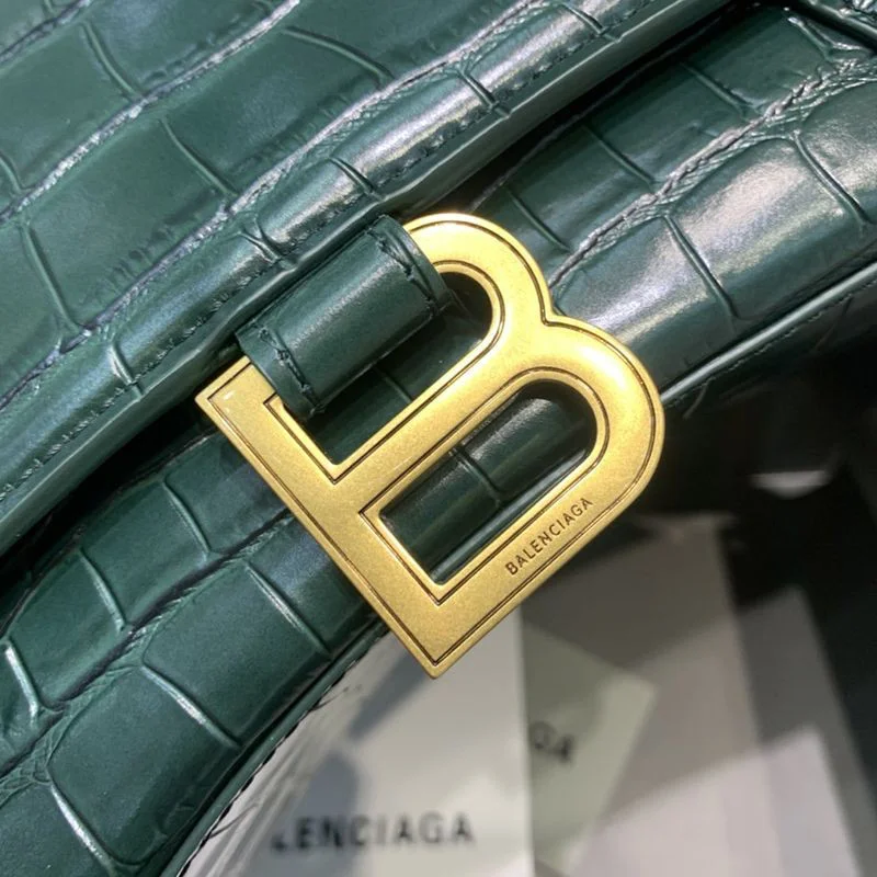 21AW新作バレンシアガ 偽物 クロコダイル型押し*HOURGLASS ハンドルバッグ S bar28826