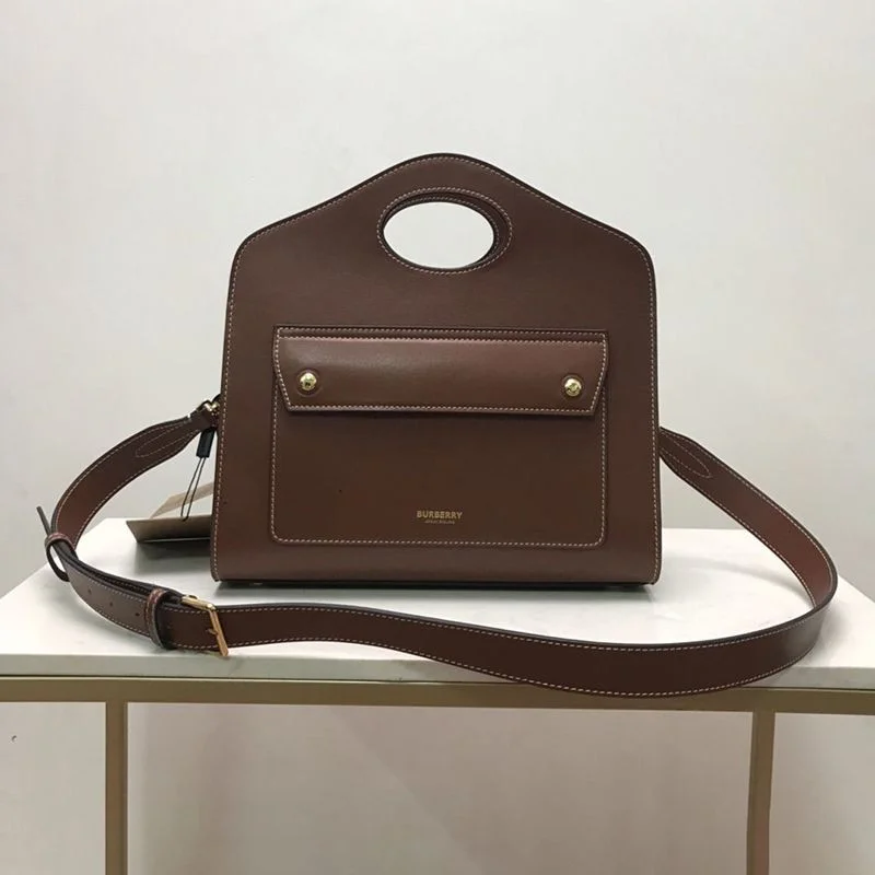 ★日本!!人気!バーバリー コピー スモール トップステッチレザー ポケットトート 80367451
