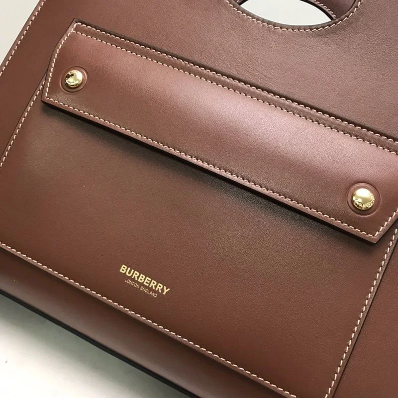 ★日本!!人気!バーバリー コピー スモール トップステッチレザー ポケットトート 80367451