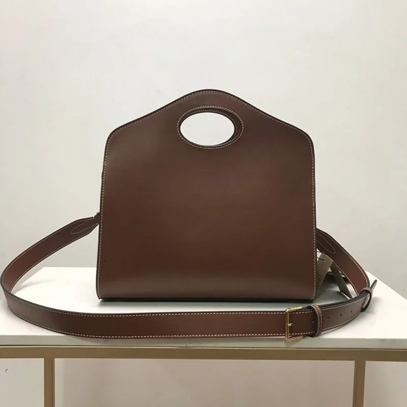 ★日本!!人気!バーバリー コピー スモール トップステッチレザー ポケットトート 80367451