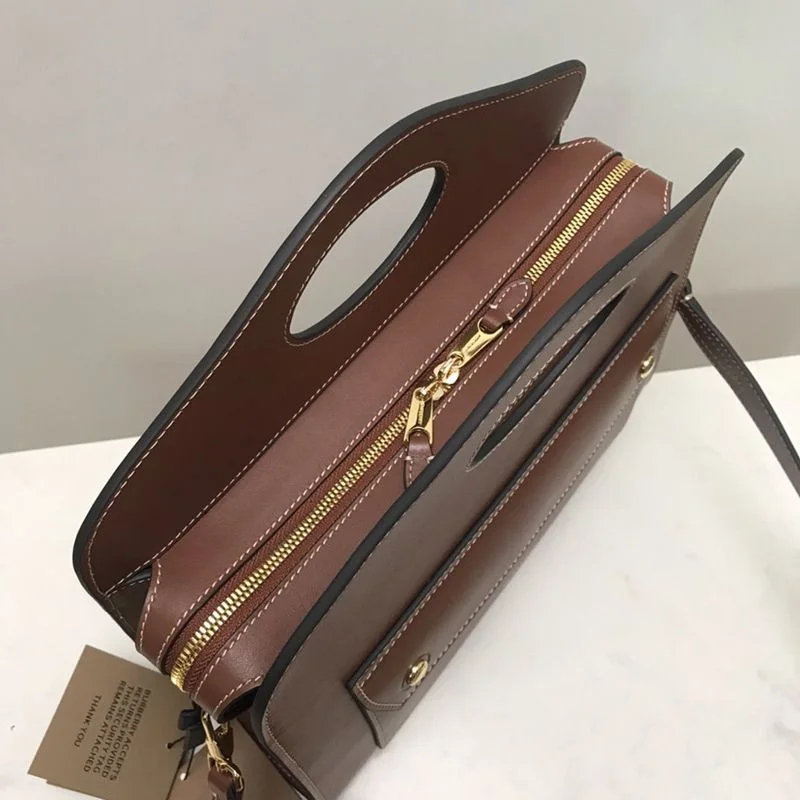 ★日本!!人気!バーバリー コピー スモール トップステッチレザー ポケットトート 80367451