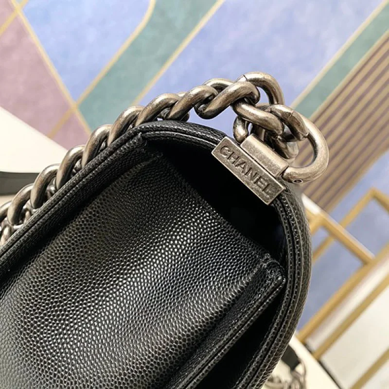 シャネル ボーイシャネル25cm コピー ブラック/シルバー金具 shw99193