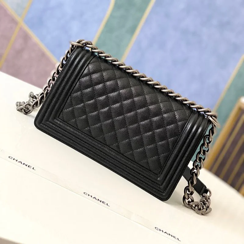 シャネル ボーイシャネル25cm コピー ブラック/シルバー金具 shw99193