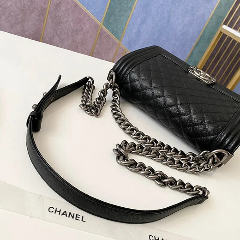 シャネル ボーイシャネル25cm コピー ブラック/シルバー金具 shw99193