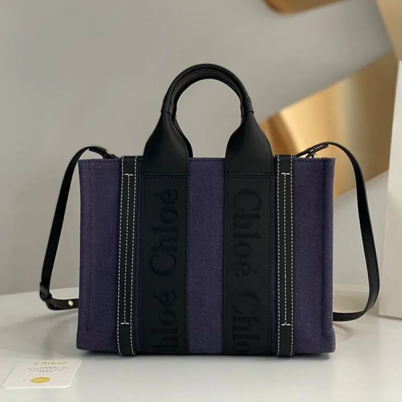 最新!クロエ woody 偽物 スモールトートバッグ リネン che76353