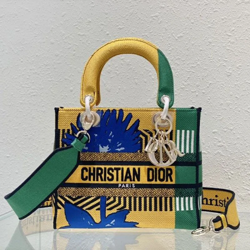 希少色【ディオール】MEDIUM LADY D-LITE BAG フラワーポップ コピー 刺繍 def95705