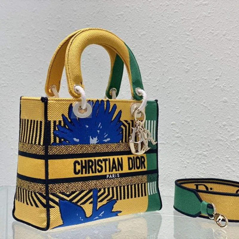 希少色【ディオール】MEDIUM LADY D-LITE BAG フラワーポップ コピー 刺繍 def95705