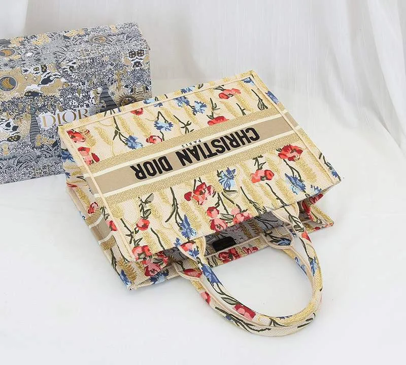 超希少!ディオール 偽物 ブックトート ハイビスカス刺繍 2サイズ den85817