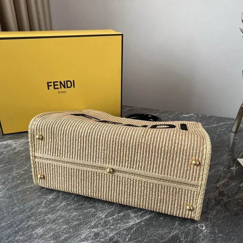 すぐ届く フェンディ ミディアム サンシャイン 偽物 ラフィア バッグ かご feo55720