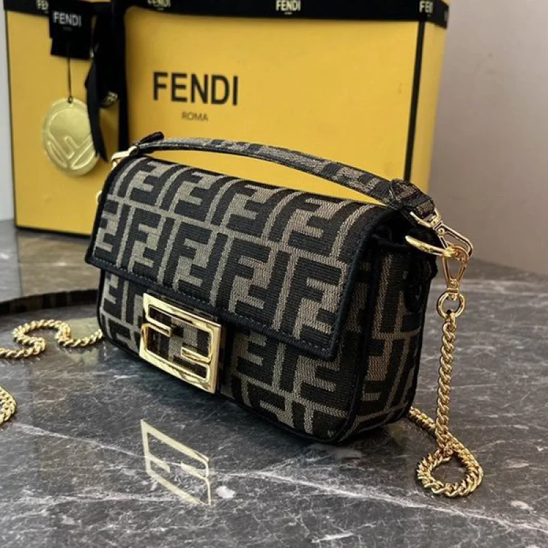 フェンディ バゲット コピー ミニ ブラウンファブリック バッグ fey88741