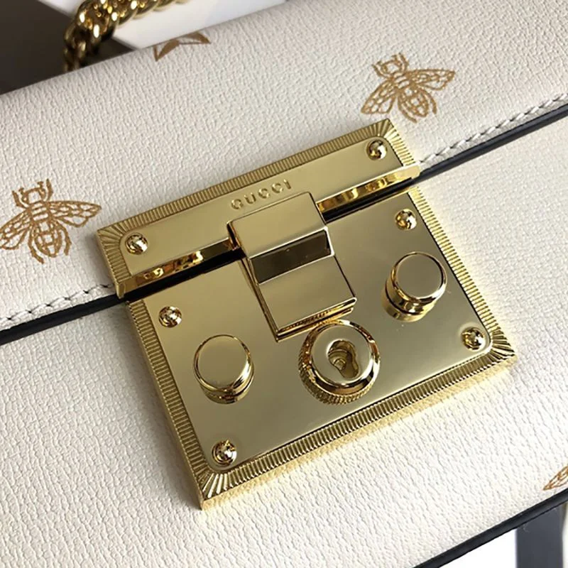 【グッチ】Padlock☆ビー&スター レザースモールショルダーバッグコピー432182 DJ2LG 8711