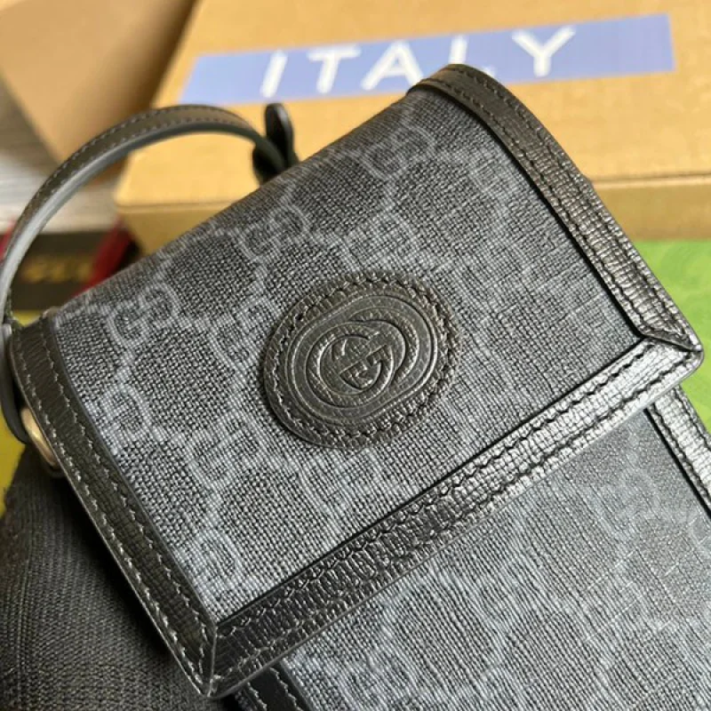 最新グッチ GG 付き ミニ バッグ コピー ロゴ モノグラム ブラック gux68464