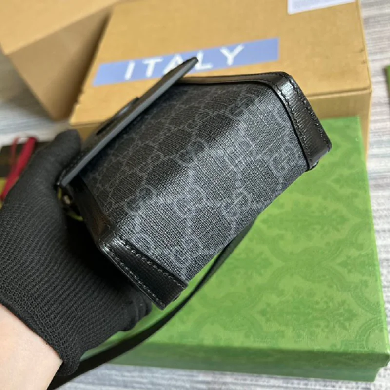 最新グッチ GG 付き ミニ バッグ コピー ロゴ モノグラム ブラック gux68464