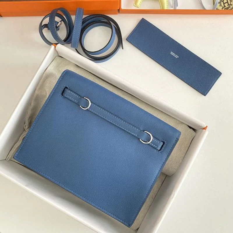 ★日本!!人気!エルメス 偽物 ケリーダンス 22cm ブルー 内縫 2色金具 erm15079