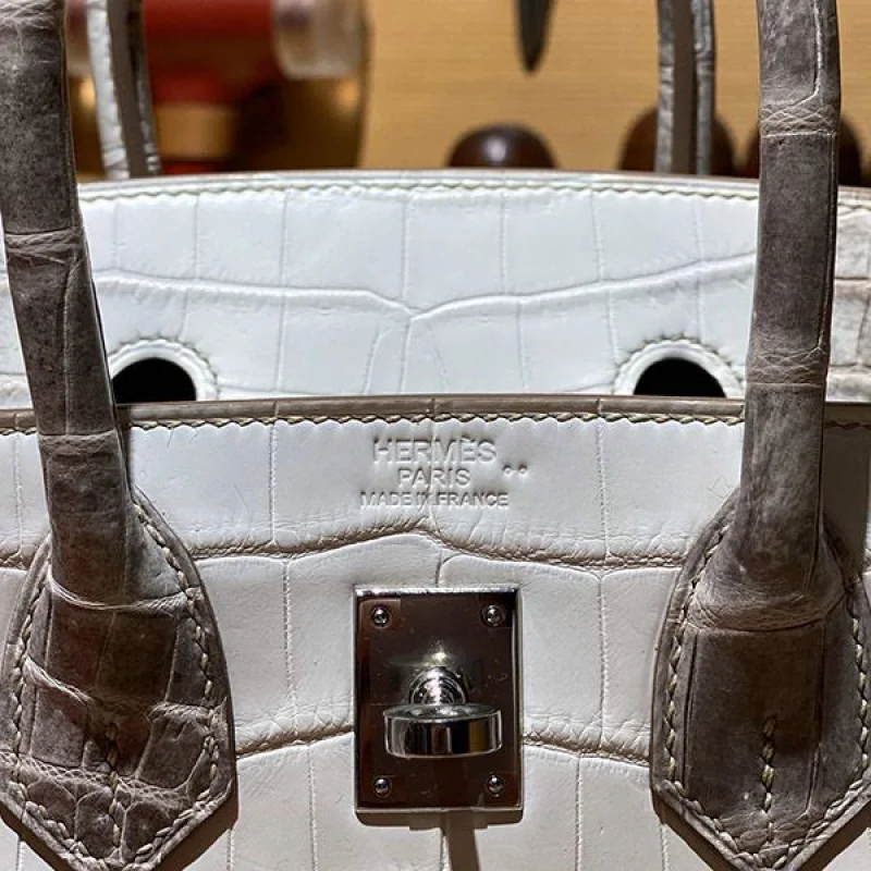 希少色 エルメス バーキン30 クロコダイル ヒマラヤ コピー シルバー金具 erp08775