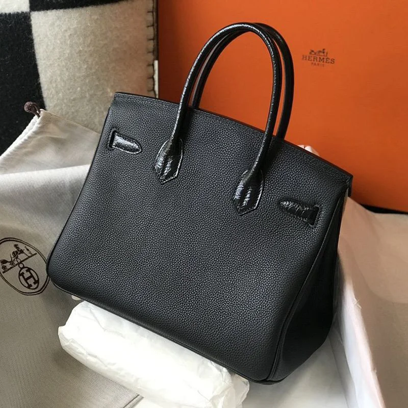 《大人気》エルメス バーキン 偽物 25cm/30cm トゴ ブラック シルバー金具 2サイズ ery67646
