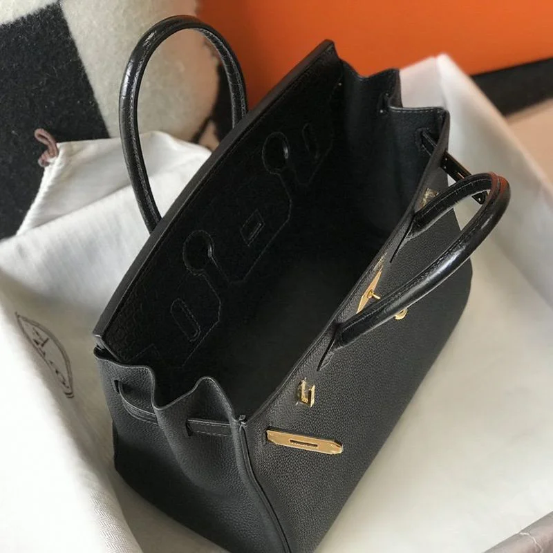 《大人気》エルメス バーキン 偽物 25cm/30cm トゴ ブラック シルバー金具 2サイズ ery67646