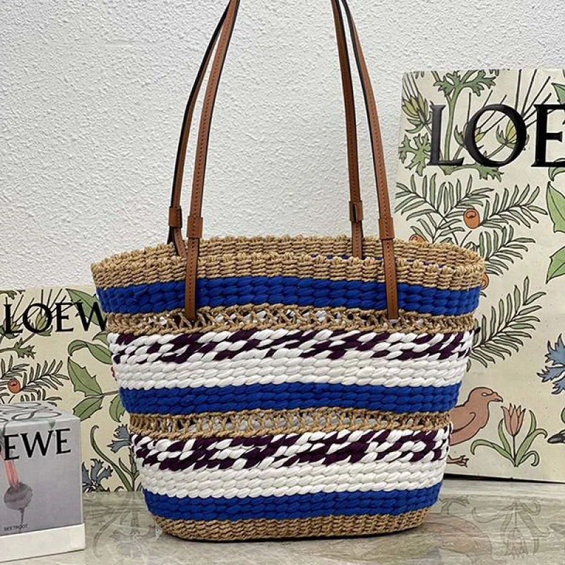 超話題!ロエベ バスケット トート グラス&カーフ ブルー lou05962