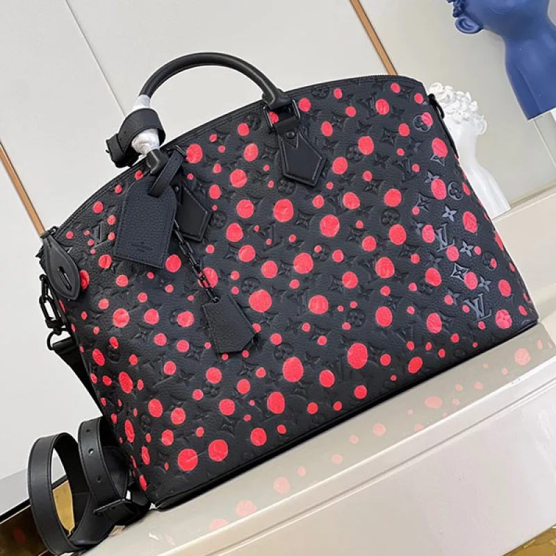 ルイヴィトン × YK 草間彌生 コラボ LOCK IT バッグ コピー 黒赤 たっぷり収納 M21676