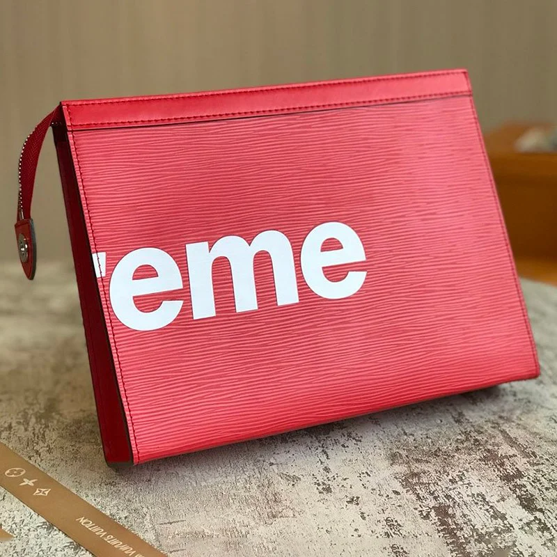 関税なし ルイヴィトン × シュプリーム コピー Pochette Jour GM クラッチバッグ 赤 M66888
