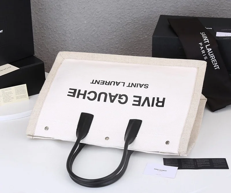 定番【サンローラン トートバッグ コピー】リヴ・ゴーシュ コーテッドリネントートバッグ Sac89785