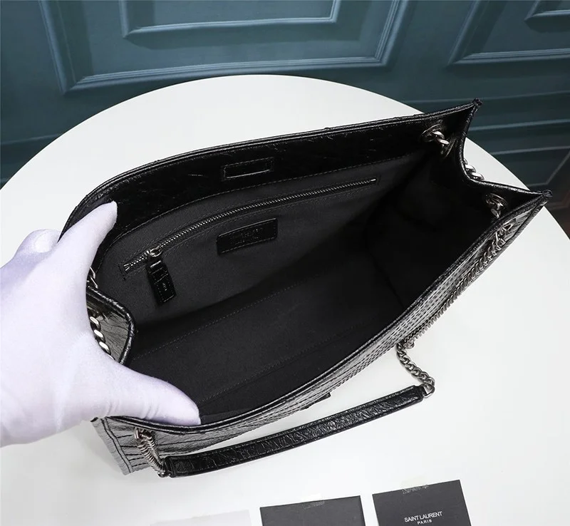 希少色◆サンローラン トートバッグ 偽物 ニキ クロコダイルレザーショッピングバッグ Sam17950