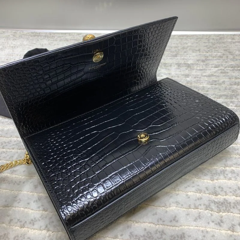 送料込サンローラン ケイト コピー クロコダイルエンボス シャイニーレザーバッグ Sax72523
