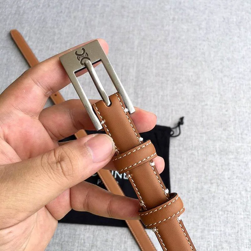 送料込【セリーヌ】トリオンフ ベルト 偽物 ナチュラルカーフスキン タン Cek48008