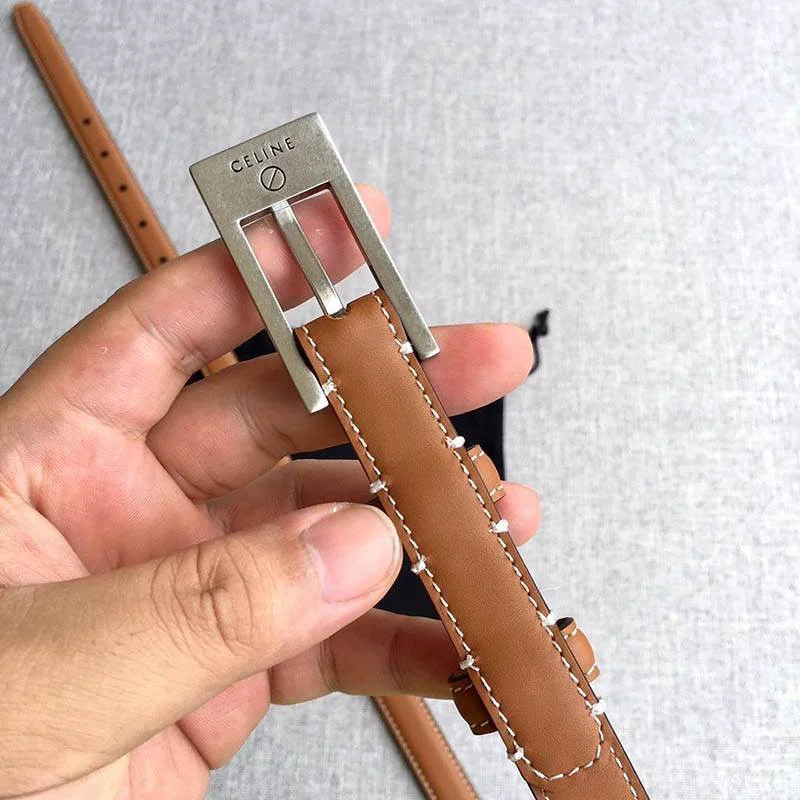 送料込【セリーヌ】トリオンフ ベルト 偽物 ナチュラルカーフスキン タン Cek48008