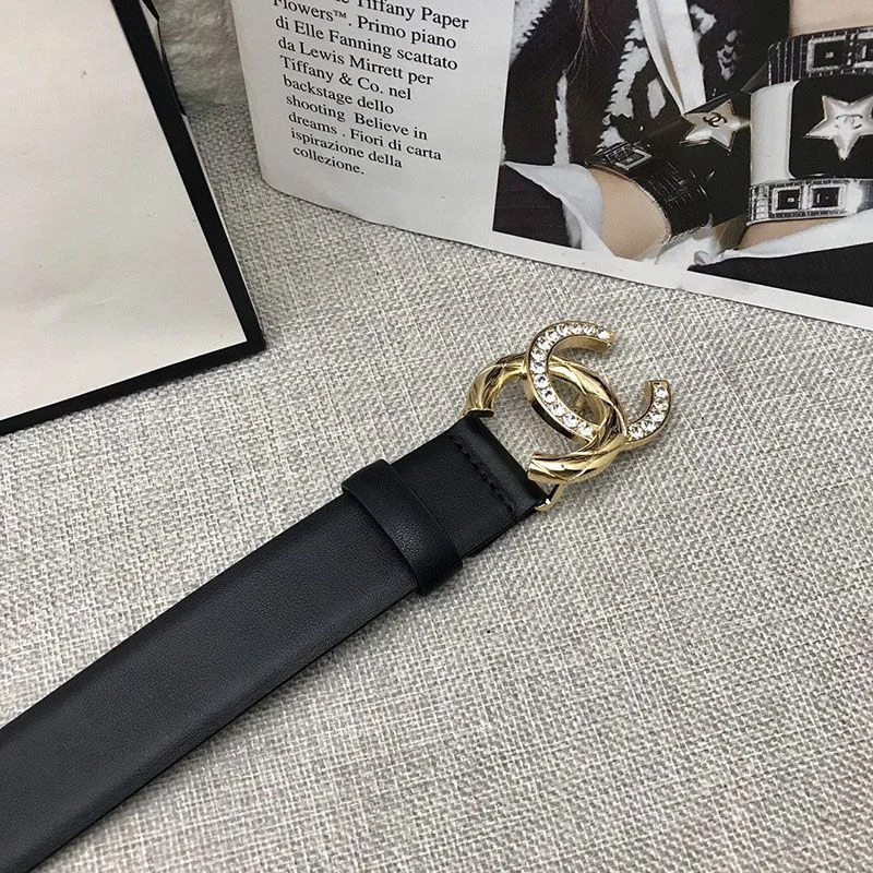 信用第一 シャネル カーフスキン ベルト 偽物 30mm メタル & ストラス shn14919