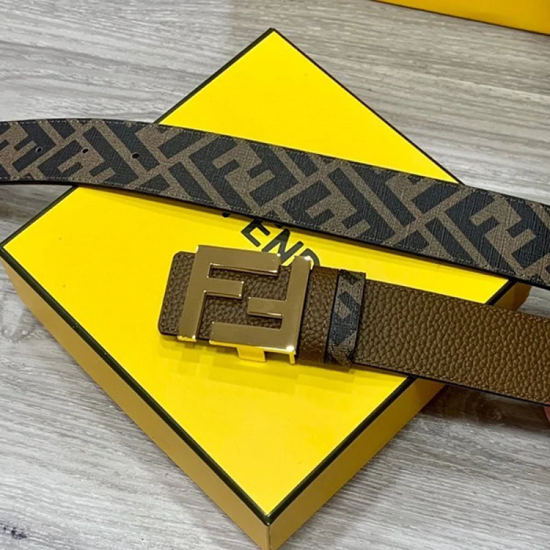 【人気商品】フェンディ グレーレザー ベルト偽物 リバーシブル fee82856