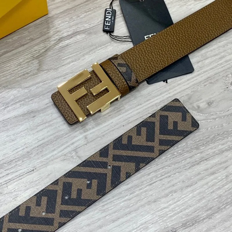 【人気商品】フェンディ グレーレザー ベルト偽物 リバーシブル fee82856