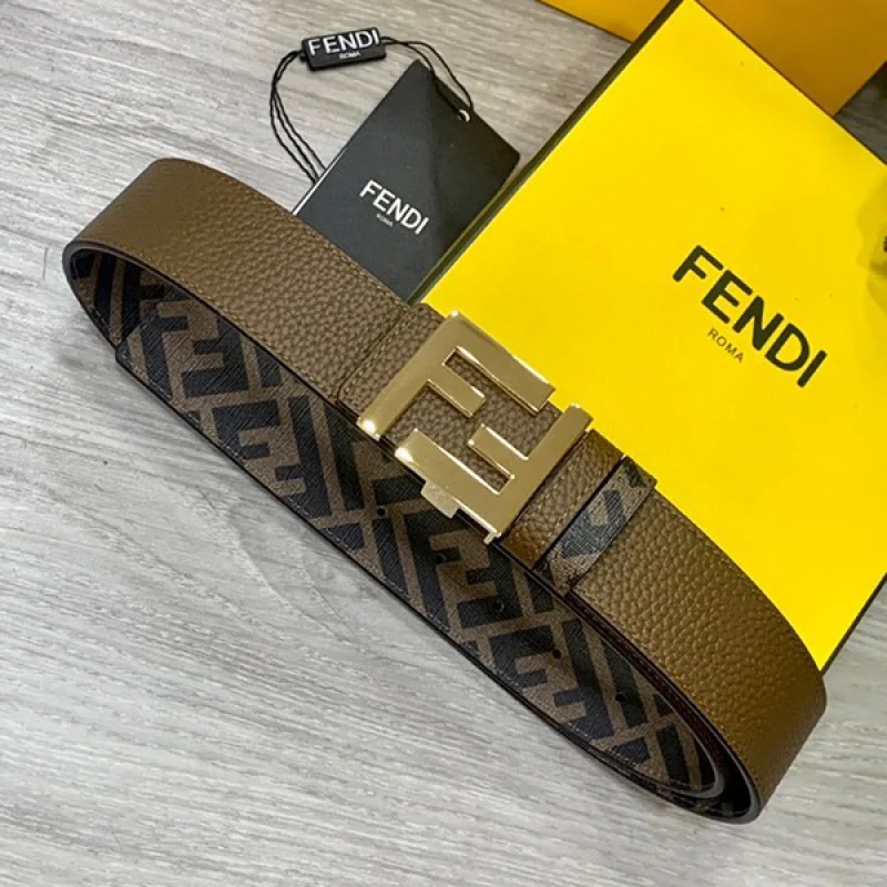 【人気商品】フェンディ グレーレザー ベルト偽物 リバーシブル fee82856
