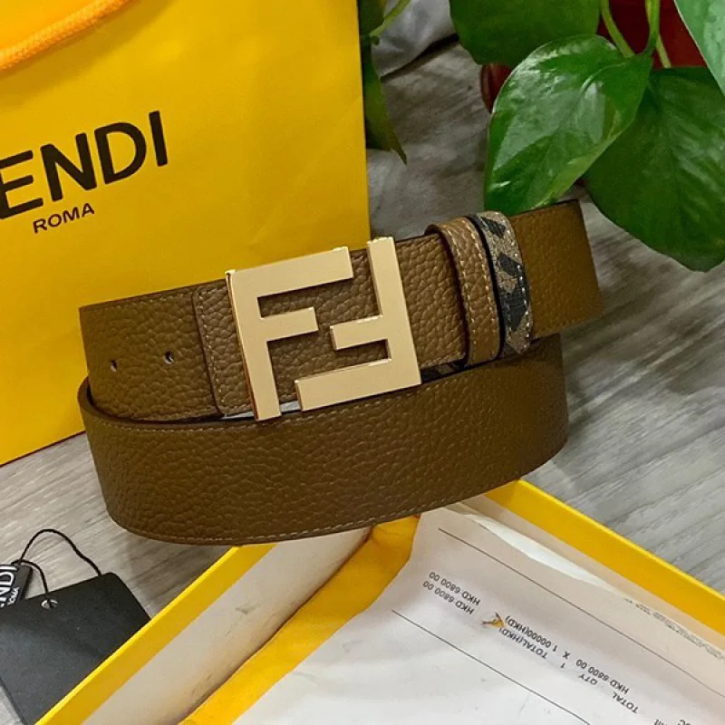 【人気商品】フェンディ グレーレザー ベルト偽物 リバーシブル fee82856