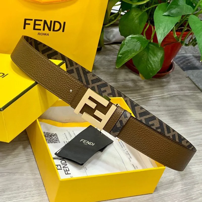 【人気商品】フェンディ グレーレザー ベルト偽物 リバーシブル fee82856
