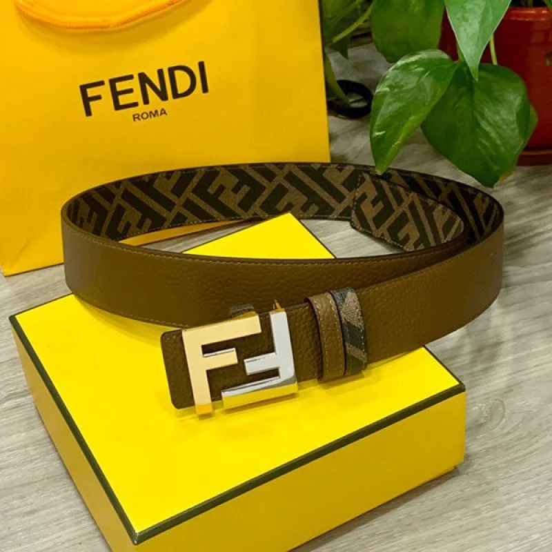 【人気商品】フェンディ グレーレザー ベルト偽物 リバーシブル fee82856