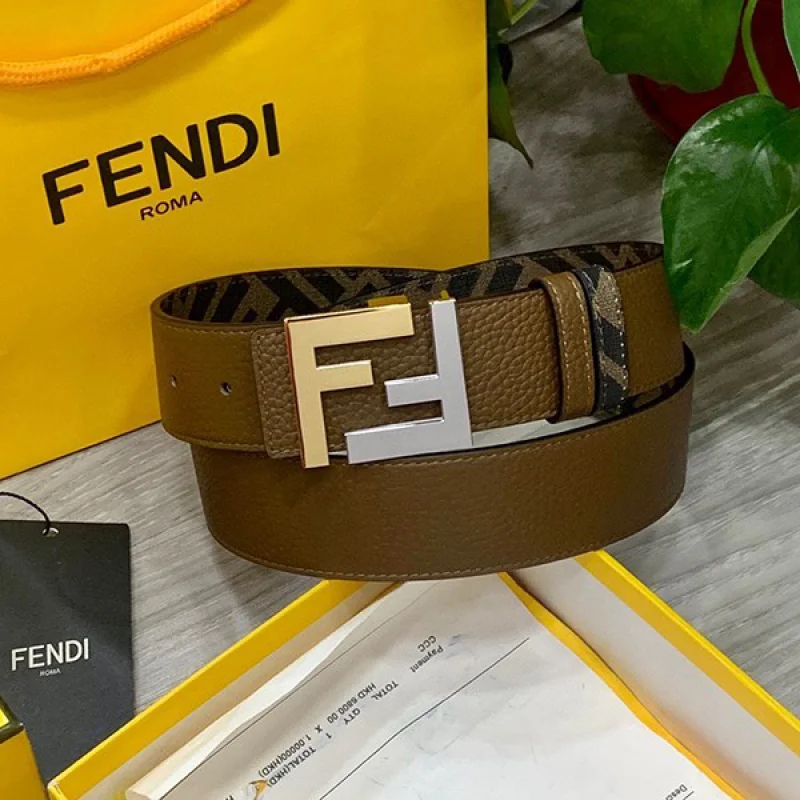 【人気商品】フェンディ グレーレザー ベルト偽物 リバーシブル fee82856