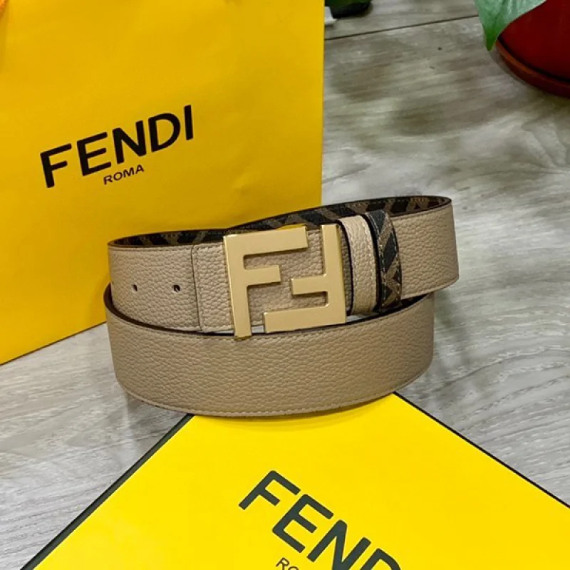 定番 フェンディ グレーレザー ベルトコピー リバーシブル 4.0cm fey24455