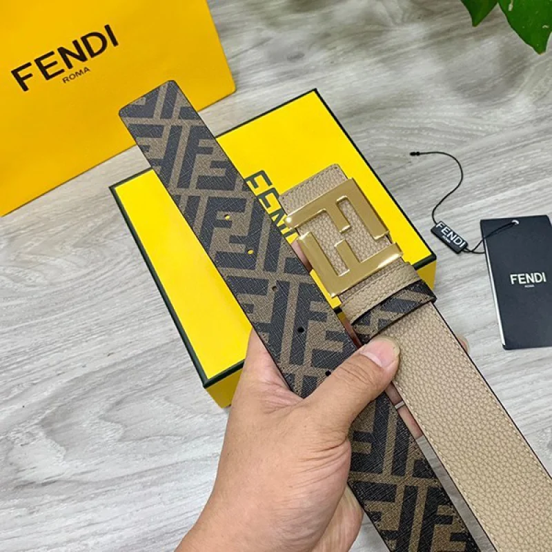 定番 フェンディ グレーレザー ベルトコピー リバーシブル 4.0cm fey24455