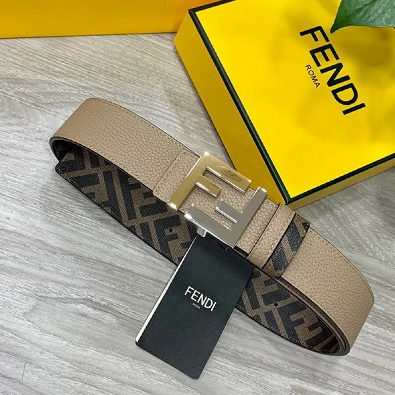 定番 フェンディ グレーレザー ベルトコピー リバーシブル 4.0cm fey24455
