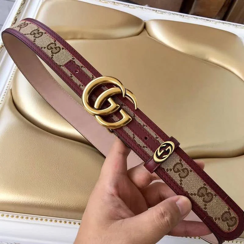 ☆超人気☆グッチ コピー キャンバスGG柄ベルトダークブラウン 3.5cm幅 gub50230