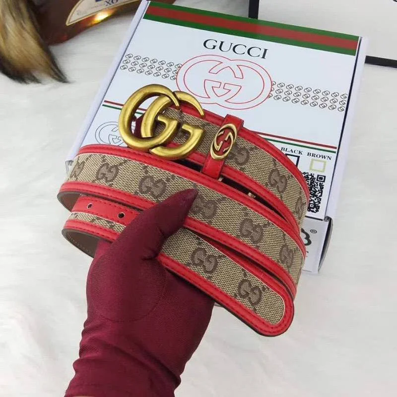 超希少!グッチ キャンバスGG柄ベルト 偽物ダークブラウン レディース 35mm gux19418