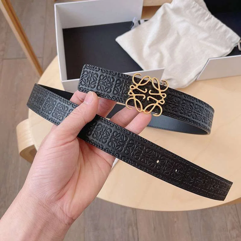ロエベ カーフレザー アナグラムバックルリバーシブルベルトコピー 3.0 cm loc44370